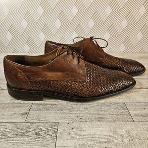 Saks Fifth Ave S5A Woven Leather Lace Up Oxford Dress Up Shoes Size 10.5 M 5889